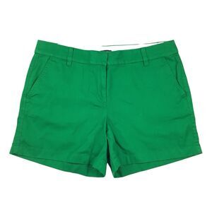 J Crew Women Chino Shorts Size 10 Kelly Green Preppy Beach Classic 5" Inseam